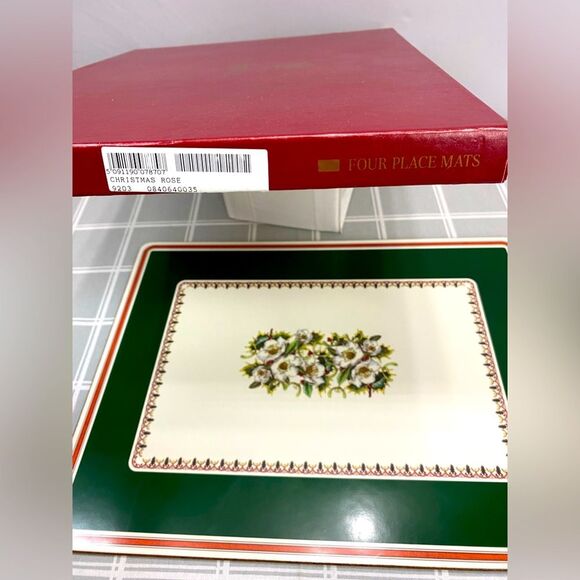 Spode Christmas Rose Large Acrylic Finish Corkboard Back Placemats Box Set of 4 - Picture 5 of 12